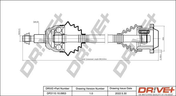 Dr!ve+ DP2110.10.0953 - Приводной вал autospares.lv