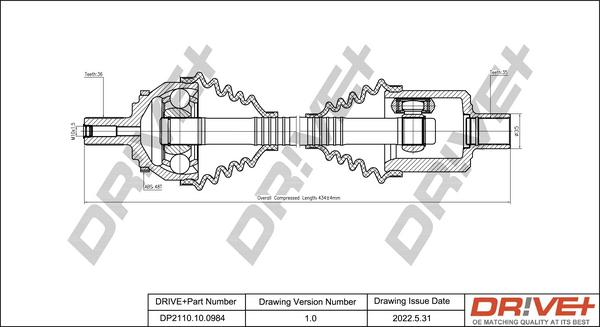 Dr!ve+ DP2110.10.0984 - Приводной вал autospares.lv