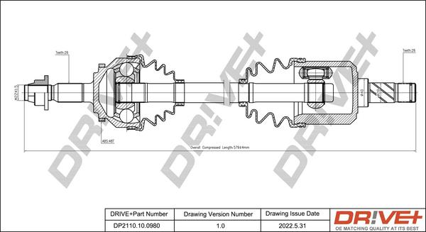 Dr!ve+ DP2110.10.0980 - Приводной вал autospares.lv