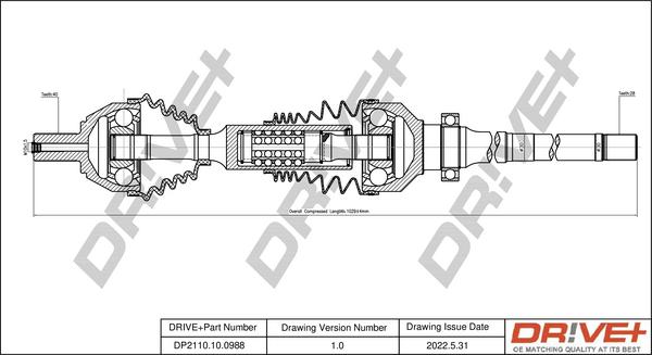 Dr!ve+ DP2110.10.0988 - Приводной вал autospares.lv