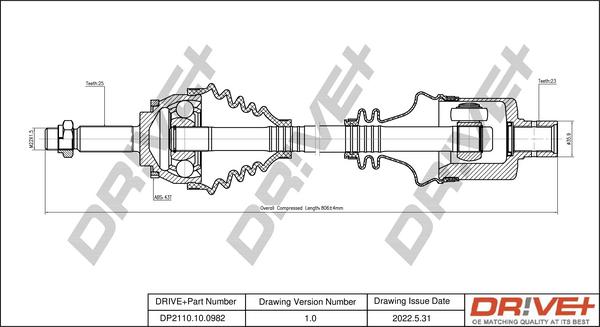 Dr!ve+ DP2110.10.0982 - Приводной вал autospares.lv