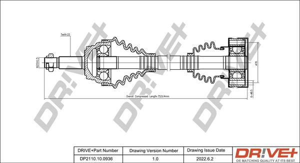 Dr!ve+ DP2110.10.0936 - Приводной вал autospares.lv