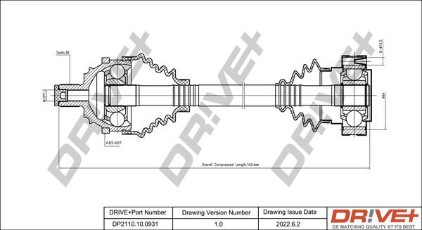 Dr!ve+ DP2110.10.0931 - Приводной вал autospares.lv