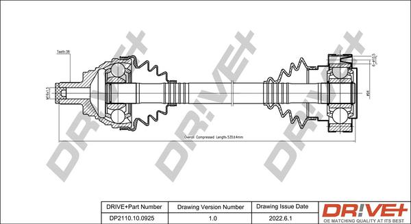 Dr!ve+ DP2110.10.0925 - Приводной вал autospares.lv