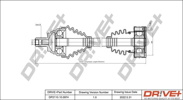 Dr!ve+ DP2110.10.0974 - Приводной вал autospares.lv