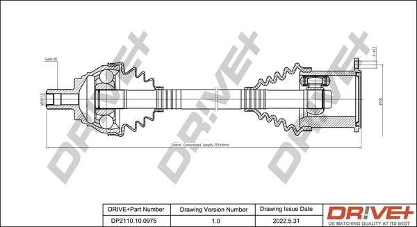 Dr!ve+ DP2110.10.0975 - Приводной вал autospares.lv