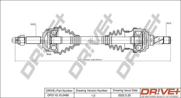 Dr!ve+ DP2110.10.0490 - Приводной вал autospares.lv