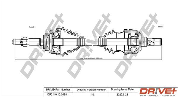 Dr!ve+ DP2110.10.0498 - Приводной вал autospares.lv