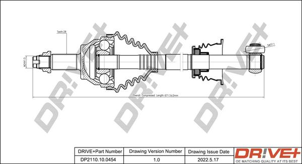 Dr!ve+ DP2110.10.0454 - Приводной вал autospares.lv