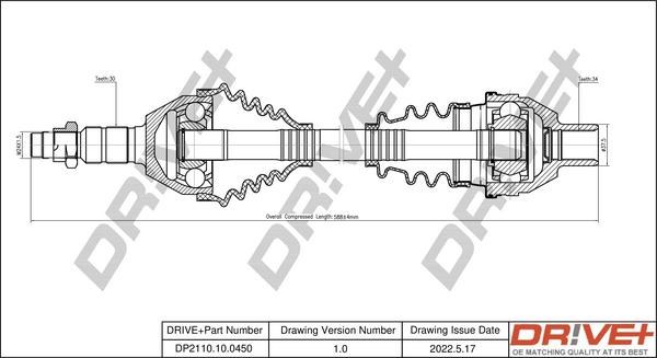 Dr!ve+ DP2110.10.0450 - Приводной вал autospares.lv