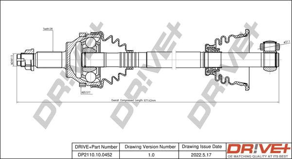 Dr!ve+ DP2110.10.0452 - Приводной вал autospares.lv