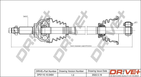 Dr!ve+ DP2110.10.0464 - Приводной вал autospares.lv