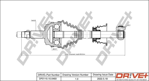 Dr!ve+ DP2110.10.0460 - Приводной вал autospares.lv