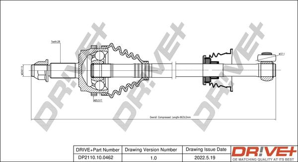 Dr!ve+ DP2110.10.0462 - Приводной вал autospares.lv