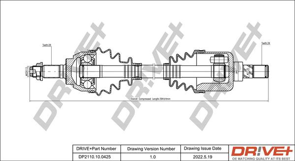 Dr!ve+ DP2110.10.0425 - Приводной вал autospares.lv