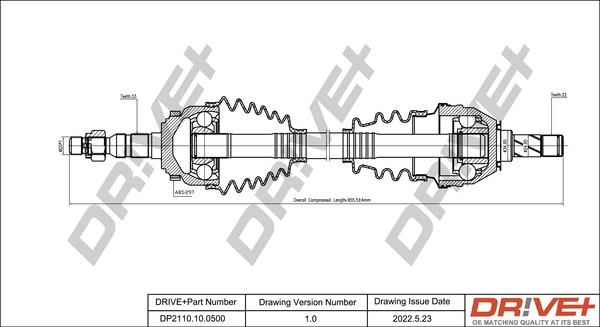 Dr!ve+ DP2110.10.0500 - Приводной вал autospares.lv