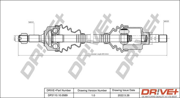 Dr!ve+ DP2110.10.0589 - Приводной вал autospares.lv