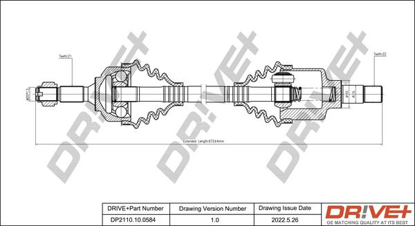 Dr!ve+ DP2110.10.0584 - Приводной вал autospares.lv