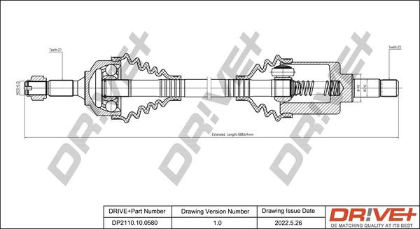 Dr!ve+ DP2110.10.0580 - Приводной вал autospares.lv