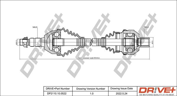 Dr!ve+ DP2110.10.0522 - Приводной вал autospares.lv