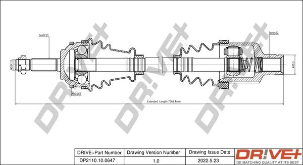 Dr!ve+ DP2110.10.0647 - Приводной вал autospares.lv