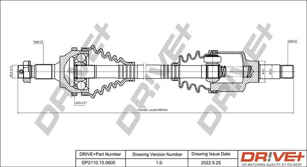 Dr!ve+ DP2110.10.0600 - Приводной вал autospares.lv