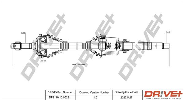 Dr!ve+ DP2110.10.0628 - Приводной вал autospares.lv