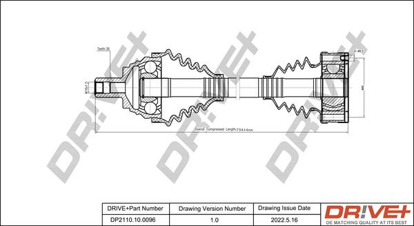 Dr!ve+ DP2110.10.0096 - Приводной вал autospares.lv