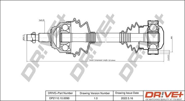 Dr!ve+ DP2110.10.0090 - Приводной вал autospares.lv