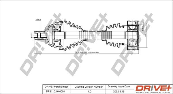 Dr!ve+ DP2110.10.0091 - Приводной вал autospares.lv