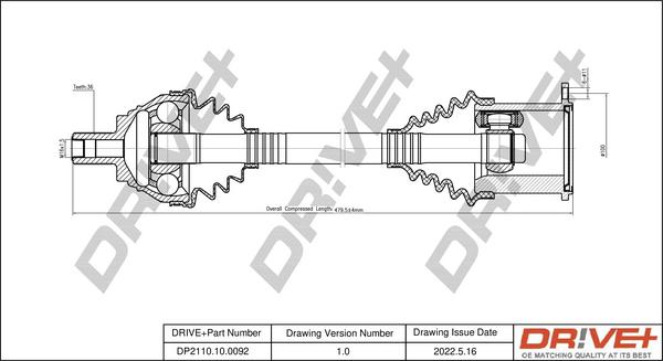 Dr!ve+ DP2110.10.0092 - Приводной вал autospares.lv