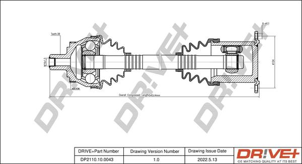 Dr!ve+ DP2110.10.0043 - Приводной вал autospares.lv