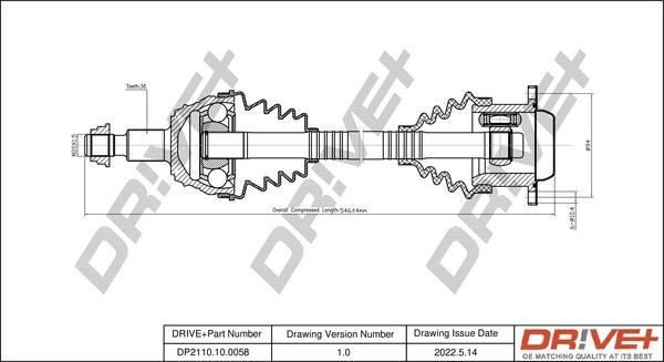 Dr!ve+ DP2110.10.0058 - Приводной вал autospares.lv