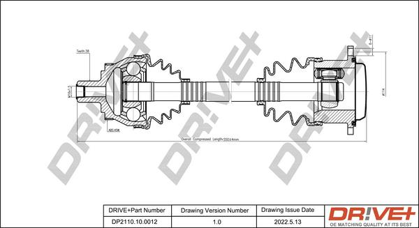 Dr!ve+ DP2110.10.0012 - Приводной вал autospares.lv