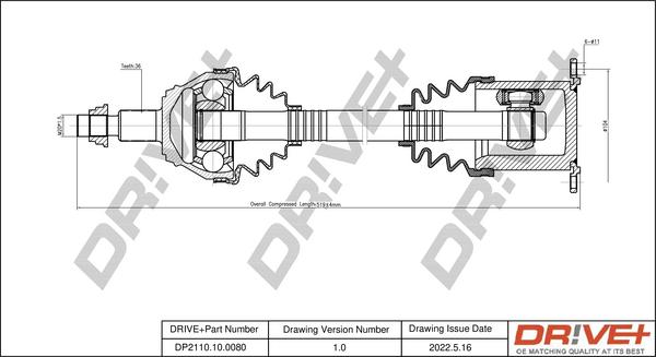 Dr!ve+ DP2110.10.0080 - Приводной вал autospares.lv