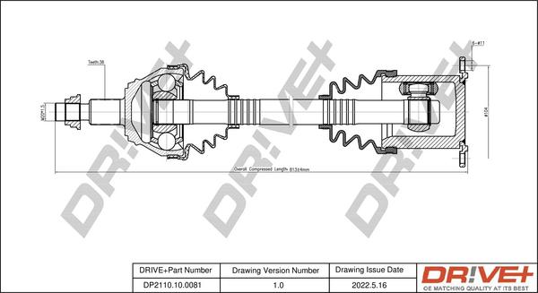 Dr!ve+ DP2110.10.0081 - Приводной вал autospares.lv