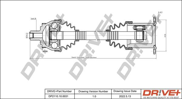 Dr!ve+ DP2110.10.0031 - Приводной вал autospares.lv