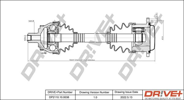 Dr!ve+ DP2110.10.0038 - Приводной вал autospares.lv