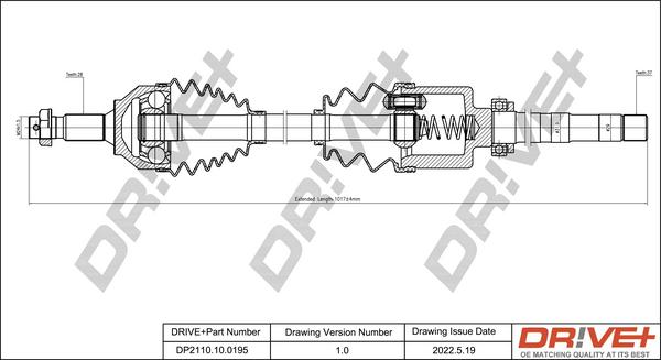 Dr!ve+ DP2110.10.0195 - Приводной вал autospares.lv