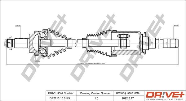 Dr!ve+ DP2110.10.0145 - Приводной вал autospares.lv