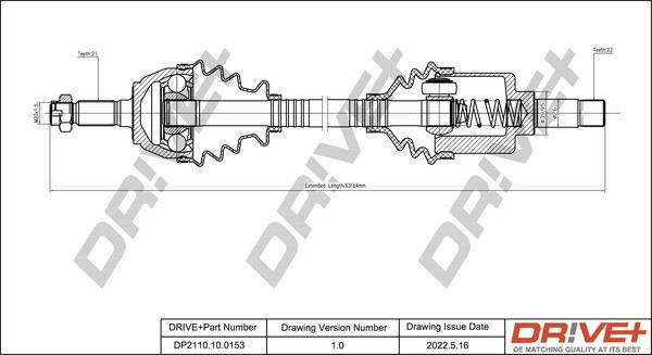 Dr!ve+ DP2110.10.0153 - Приводной вал autospares.lv