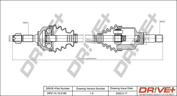 Dr!ve+ DP2110.10.0185 - Приводной вал autospares.lv