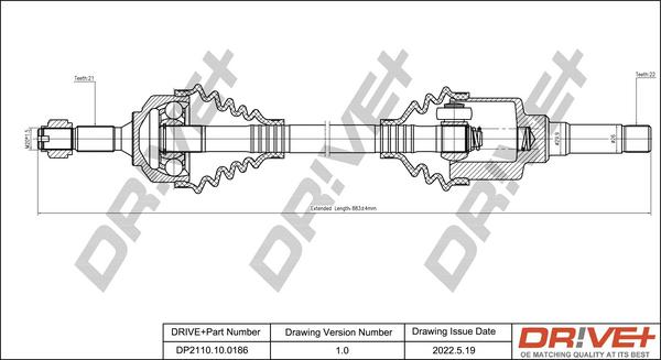 Dr!ve+ DP2110.10.0186 - Приводной вал autospares.lv