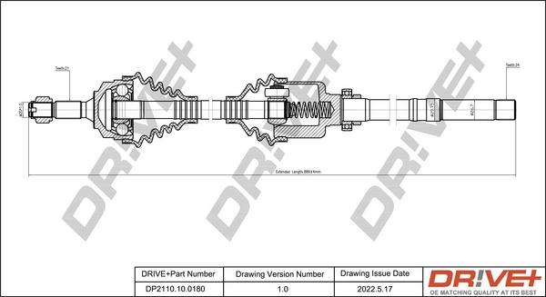 Dr!ve+ DP2110.10.0180 - Приводной вал autospares.lv