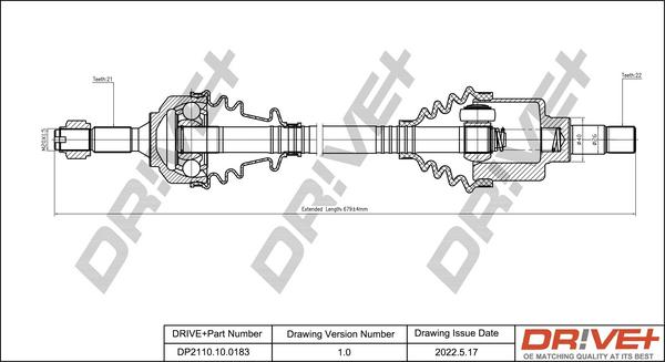 Dr!ve+ DP2110.10.0183 - Приводной вал autospares.lv