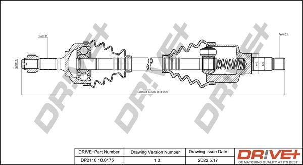 Dr!ve+ DP2110.10.0175 - Приводной вал autospares.lv