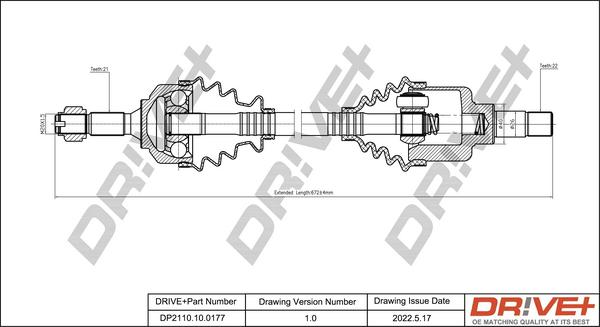 Dr!ve+ DP2110.10.0177 - Приводной вал autospares.lv