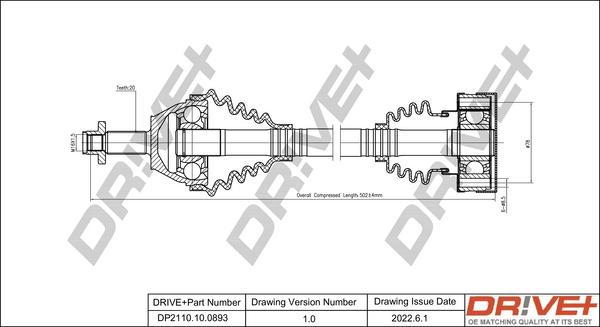 Dr!ve+ DP2110.10.0893 - Приводной вал autospares.lv