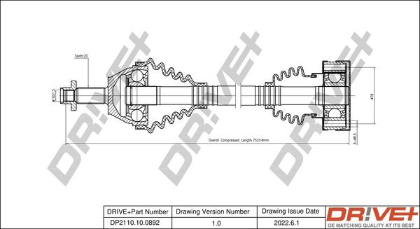 Dr!ve+ DP2110.10.0892 - Приводной вал autospares.lv