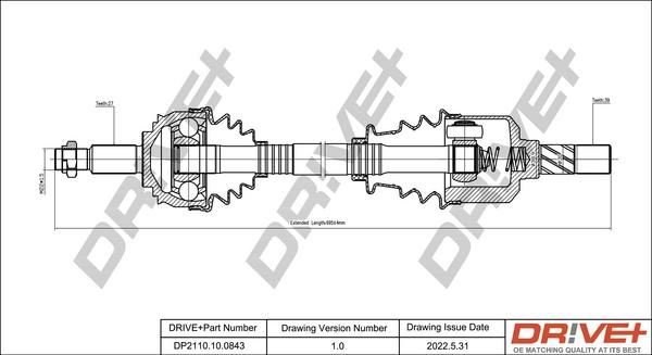 Dr!ve+ DP2110.10.0843 - Приводной вал autospares.lv